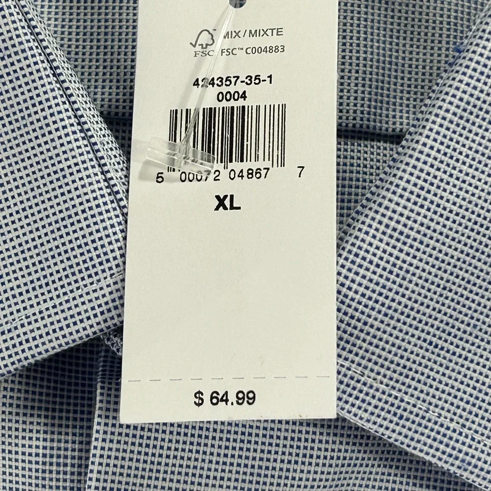 NEW Banana Republic Dress Shirt Mens XL Blue Check Non Iron Long Sleeve Untucked